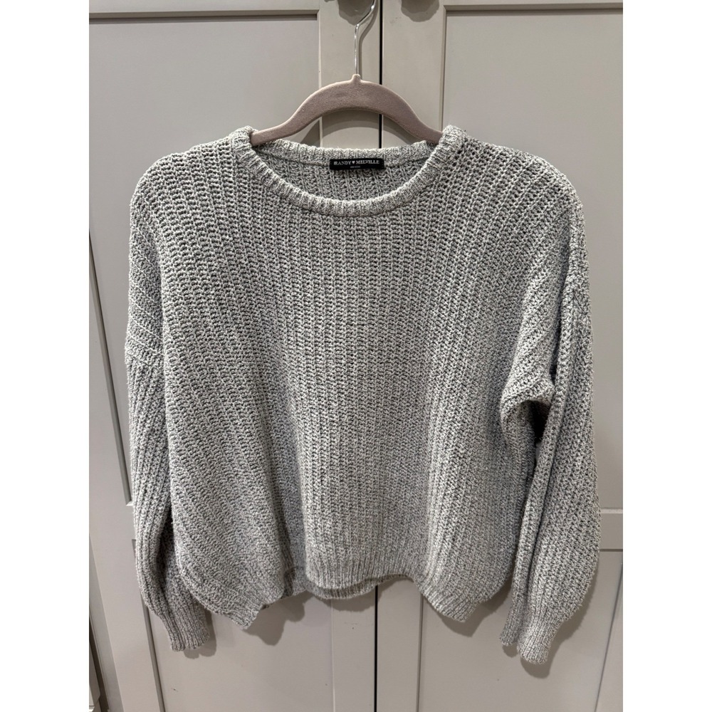 Brandy Melville Brianna Grey Ribbed Knit CottonBlend CrewNeck O/S made in Italy